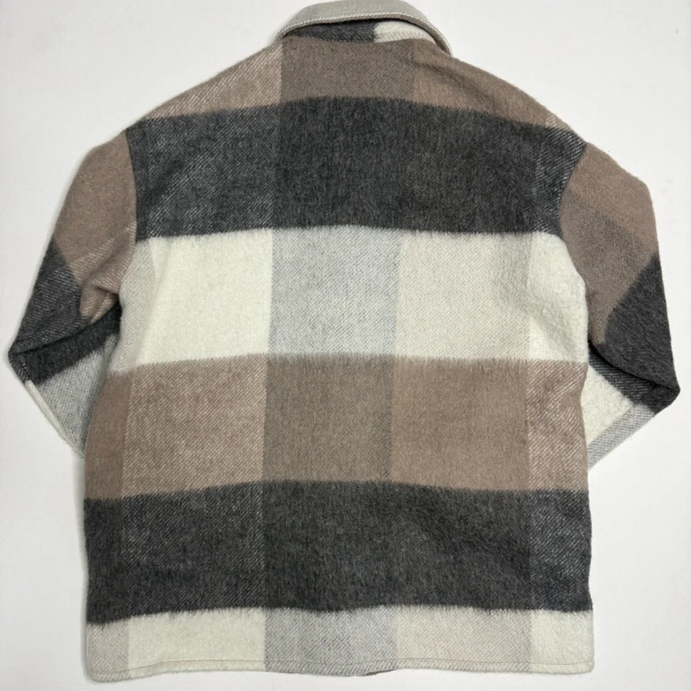 Vero Moda Fringe Striped Plaid Shacket Overcoat Oversized - Picture 6 of 6